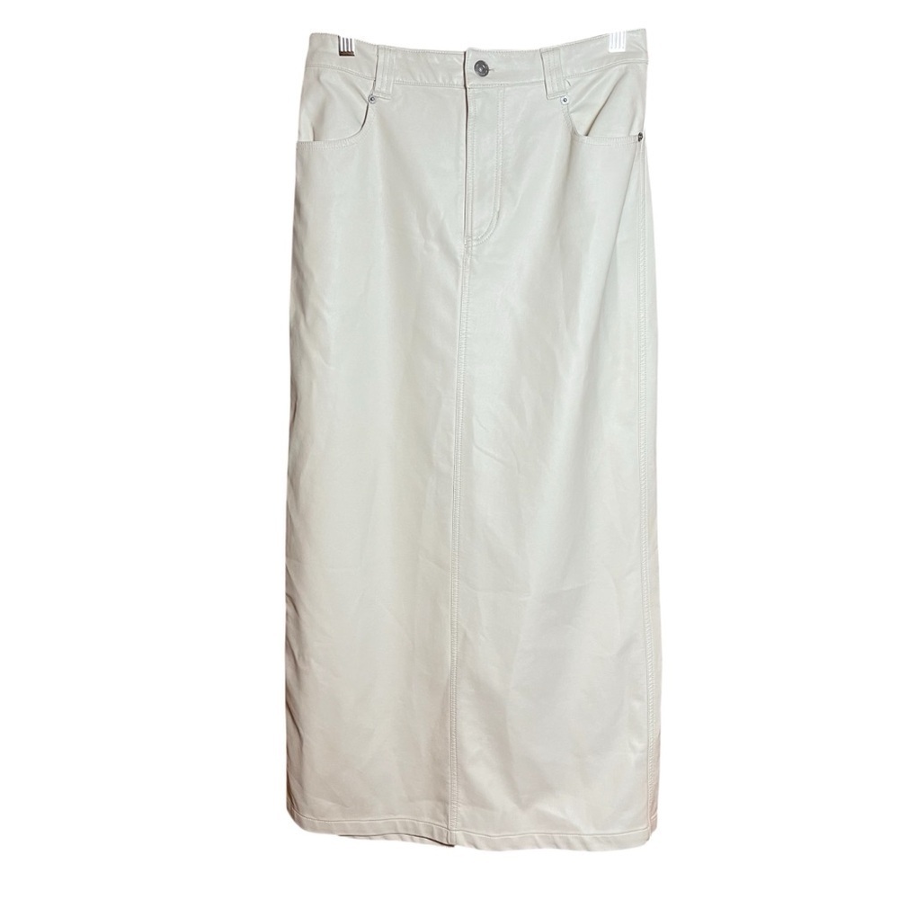 Free People City Slicker Faux Leather Vegan Maxi Skirt Size 0 Cream Ivory Boho - Picture 3 of 10